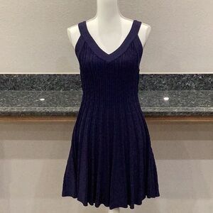 New Milly Textured Tech Flare Dress Navy Size Medium (Item#H008)